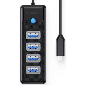 USB-C Hub Orico 4-port, USB-A, Black, PW4U-C3-015-BK-EP