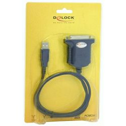 Kabel USB 1.1, 0.80m, USB-A/D-Sub25 M/M, Delock, Crni, 61330