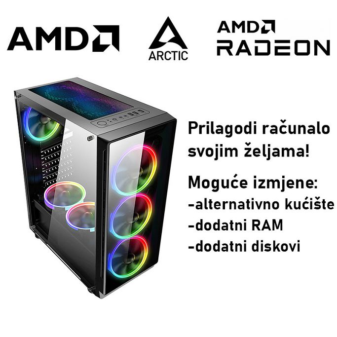 Računalo ADM Gaming High Range G373 AMD Ryzen 5 5600X, 16GB DDR4, 1TB SSD NVMe, RX9060XT 16GB VRAM, No OS - Slika 1