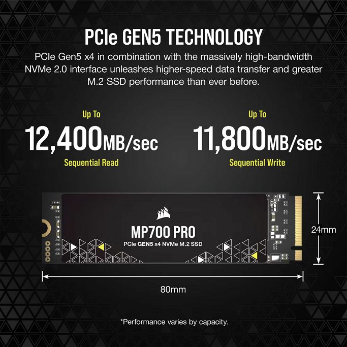 CORSAIR SSD 1TB, MP700 PRO, PCIe 5.0, M.2 NVMe, 2280, CSSD-F1000GBMP700PNH - Slika 10