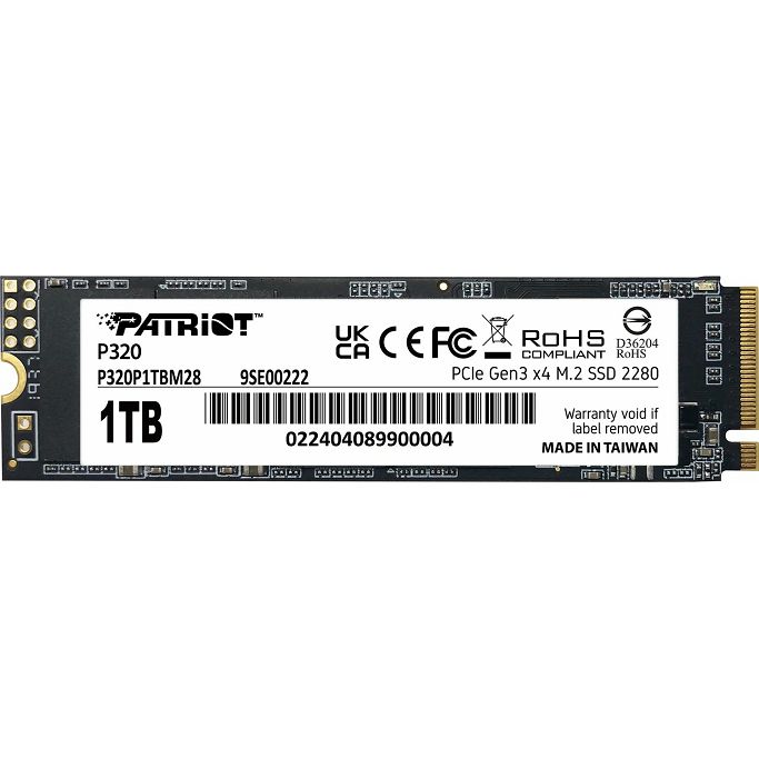 Patriot SSD 1TB, P320, M.2 NVMe, Gen3 x4, P320P1TBM28 - Slika 1