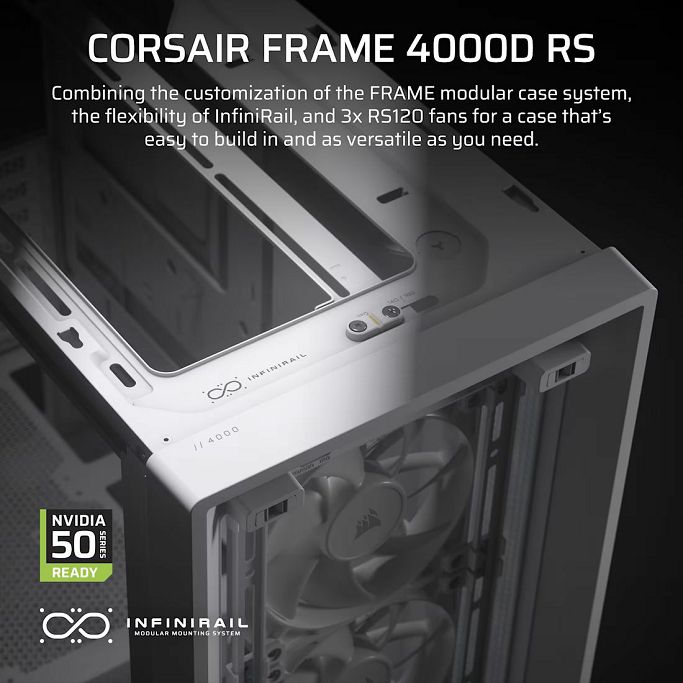 Corsair Midi Tower Frame 4000D RS, glass window, White, CC-9011313-WW - Slika 13