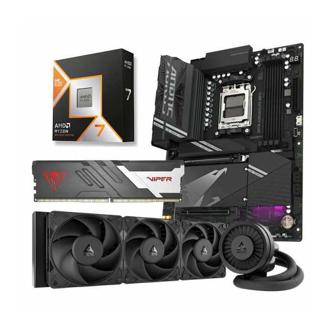 AMD Bundle Ryzen 7 9850X3D Promo, Gigabyte X870 Aorus Elite WIFI7, DDR5 16GB Patriot Viper Venom, Arctic Liquid Freezer III Pro 360 Black - Slika 1