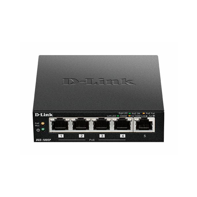 D-Link Switch DGS-1005P, 5-Port (4PoE+), Gigabit, Unmanaged PoE, Desktop, metalno kućište, DGS-1005P/E - Slika 2