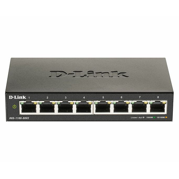 D-Link Switch DGS-1100-08V2, 8-Port Gigabit Smart Managed, Desktop, DGS-1100-08V2/E - Slika 2