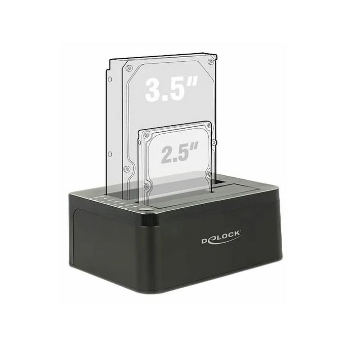 Docking and cloning station Delock, 2x 2.5"/3.5" SATA SSD/HDD, USB 3.2 Gen1, 62661 - Slika 2