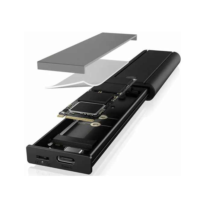 Eksterno kućište ICY BOX IB-1807MT-C31, aluminijsko kućište, crno, M.2 NVMe SSD - USB-C/USB-A