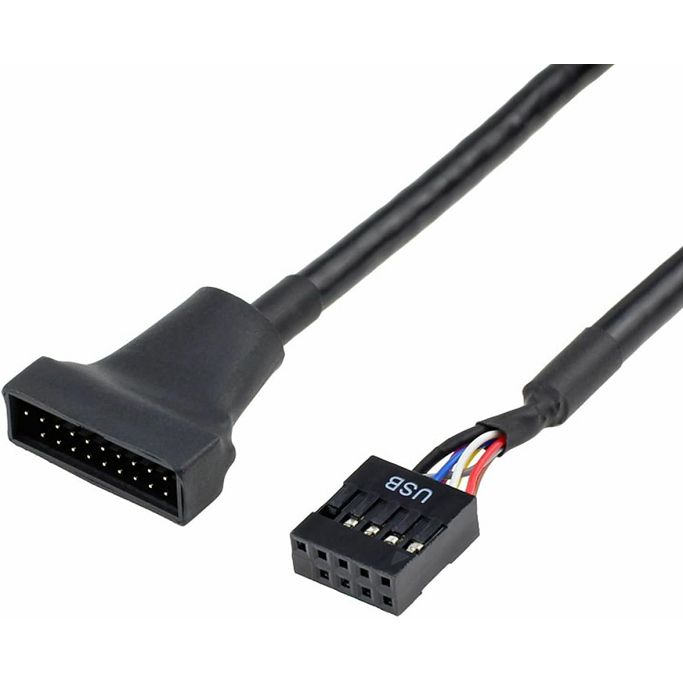 WLGQ USB 2.0 9-Pin to USB 3.0 19/20 Pin Adapter Cable - Internal Converter for Front Connection USB 3.0 Type A Female, Black - Slika 1