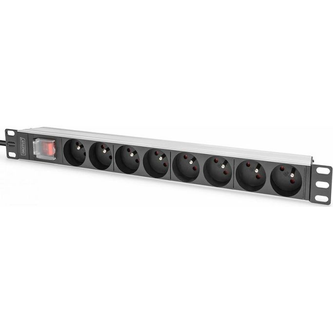 Digitus strujna priključnica 19", 1U Aluminum PDU, rackmountable, 8x CEE 7/5 rated power: 16A, 4000W, 250VAC 50/60Hz, DN-95402-1-FR - Slika 2