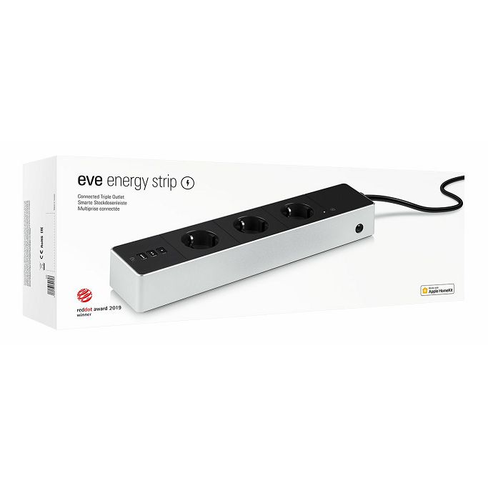 Pametni produžni kabel Eve Energy Strip, 3 utičnice sa prednaponskom zaštitom, sivi (Apple Homekit) - Slika 2