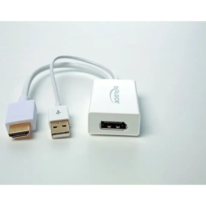 Adapter HDMI (M)/Display Port (Ž)+ USB 2.0, 0.25m, White, Delock, 62496 - Slika 3