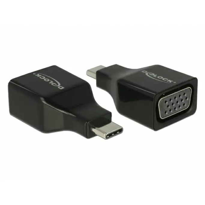 Adapter USB 3.1, USB-C/VGA M/F, DP Alt mode, Delock, Crni, 63933 - Slika 1