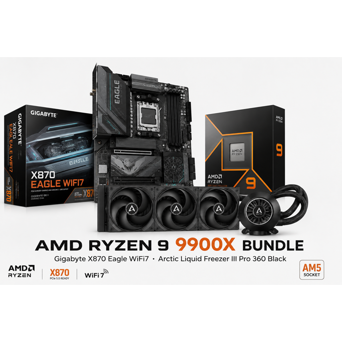 AMD Bundle Ryzen 9 9900X, Gigabyte X870 Eagle, Arctic Freezer III 360 Pro Black - Slika 2