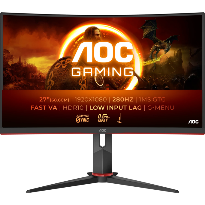 AOC C27G2Z3/BK, 27", FHD, Fast VA, 280Hz, 2xHDMI, DP, zakrivljeni 1500R - Slika 1