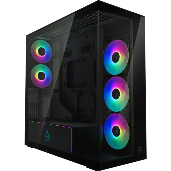 Arctic Midi Tower Xtender VG, Mirror Glass, Black, GPU vertical mount, 5xARGB ventilators, ACPCC00019A - Slika 1