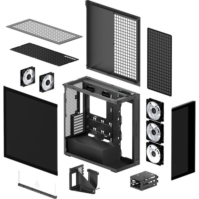 Arctic Midi Tower Xtender VG, Mirror Glass, Black, GPU vertical mount, 5xARGB ventilators, ACPCC00019A - Slika 8