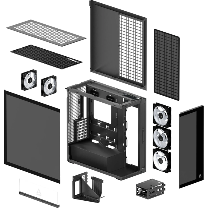 Arctic Midi Tower Xtender VG, Tinted Glass, Black, GPU vertical mount, 5xARGB ventilators, ACPCC00016A - Slika 3