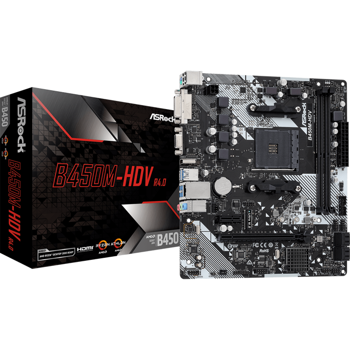 ASRock B450M-HDV R4.0, AMD B450, AM4, DDR4, mATX, 90-MXB9N0-A0UAYZ - Slika 1