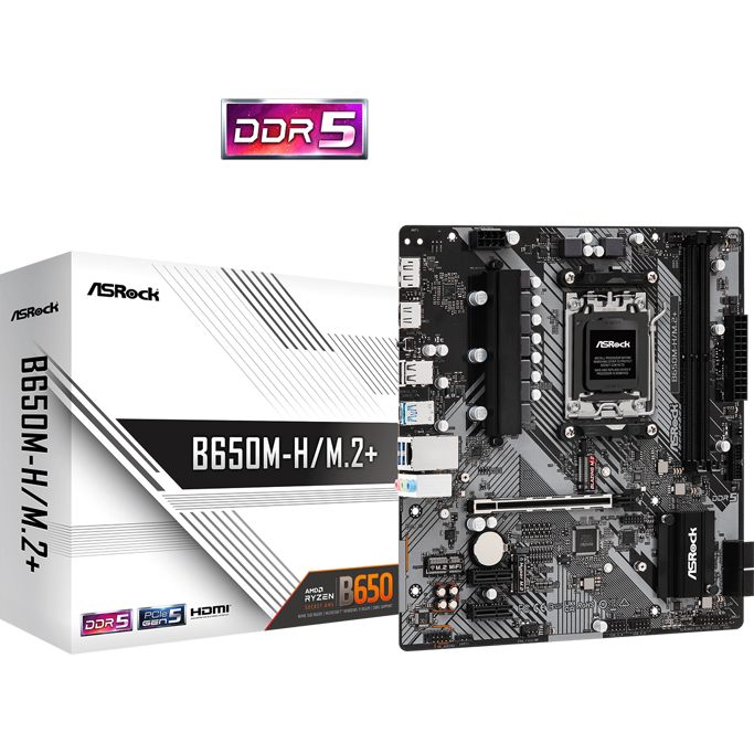 ASRock B650M-H/M.2+, AMD B650, AM5, DDR5, 90-MXBMS0-A0UAYZ - Slika 1