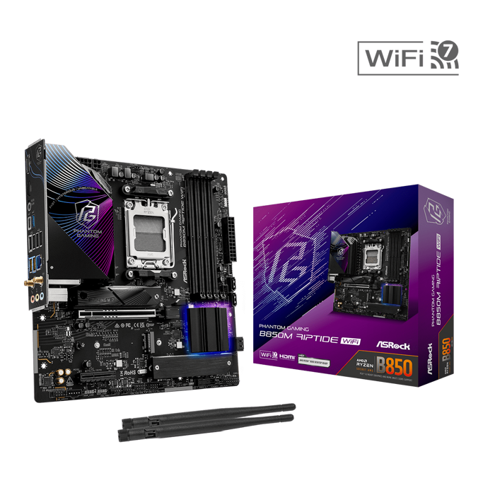 ASRock B850M Riptide WIFI, AMD B850, AM5, DDR5, mATX, 90-MXBS3-A0UAYZ - Slika 1