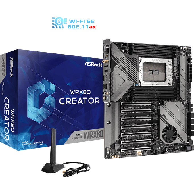 ASRock WRX80 Creator WRX8 R2.0 , 8xDDR4 2x10G LAN retail, 90-MXBKH0-A0UAYZ - Slika 1