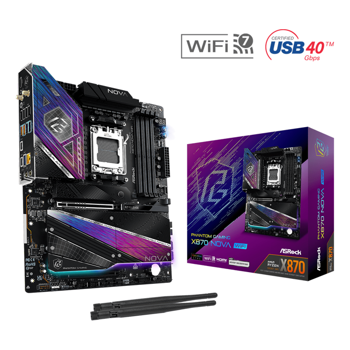 ASRock X870 Nova WIFI, AMD X870, AM5, DDR5, ATX, 90-MXBT20-A0UAYZ - Slika 1