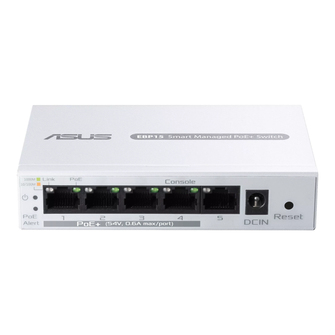 ASUS Switch ExpertWiFi EBP15, 5-Port Gigabit Smart Managed PoE+, 4x PoE+, 60W, 90IG08D0-MO3B00 - Slika 1