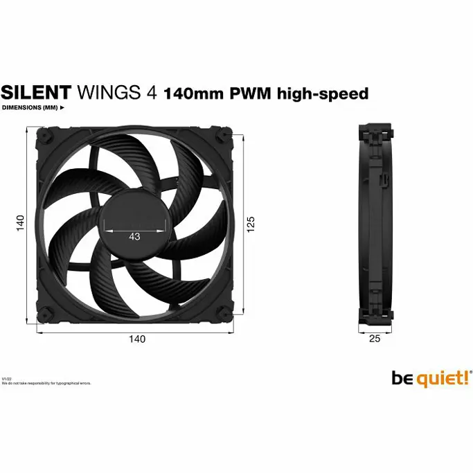 Be Quiet! ventilator 140mm Silent Wings 4 PWM High-Speed, Black, BL097 - Slika 5