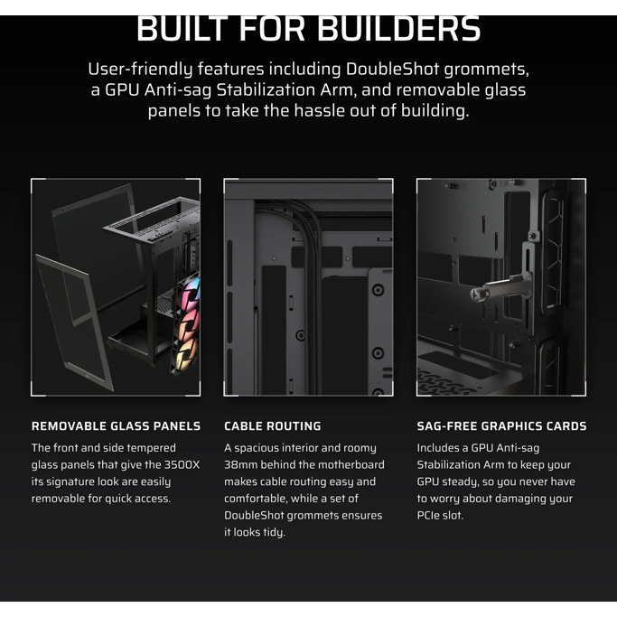 Corsair Midi Tower Frame 3500X RS-R ARGB, glass window, Black, CC-9011322-WW - Slika 8