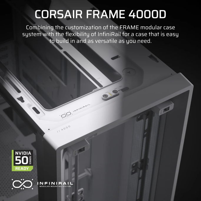 Corsair Midi Tower Frame 4000D, glass window, White, CC-9011291-WW - Slika 2