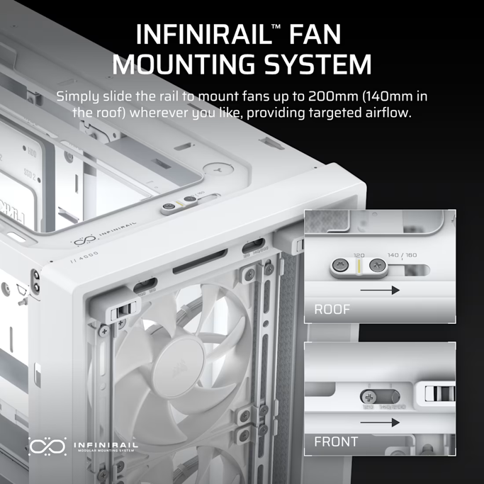 Corsair Midi Tower Frame 4000D RS, glass window, White, CC-9011313-WW - Slika 5