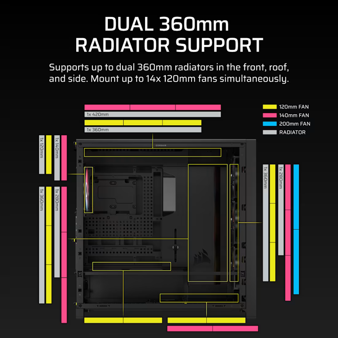 Corsair Midi Tower Frame 5000D RS ARGB, glass window, Black, CC-9011309-WW - Slika 7