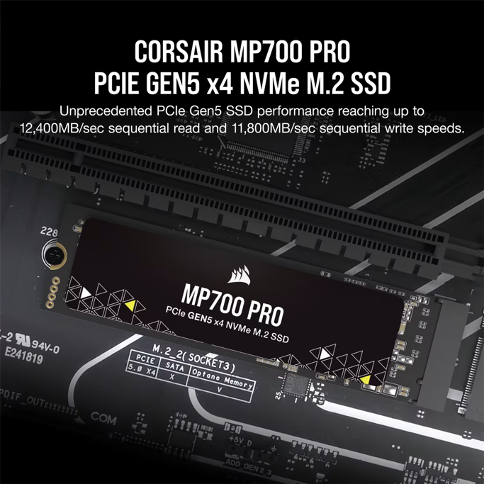 CORSAIR SSD 1TB, MP700 PRO, PCIe 5.0, M.2 NVMe, 2280, CSSD-F1000GBMP700PNH - Slika 3