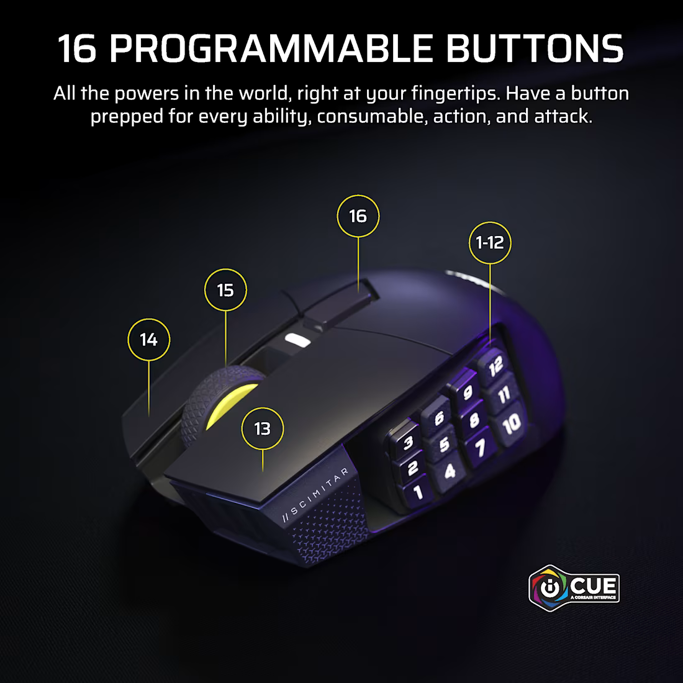 Corsair žični miš Scimitar Elite, Optical, Wireless SE, CH-9314014-WW - Slika 4