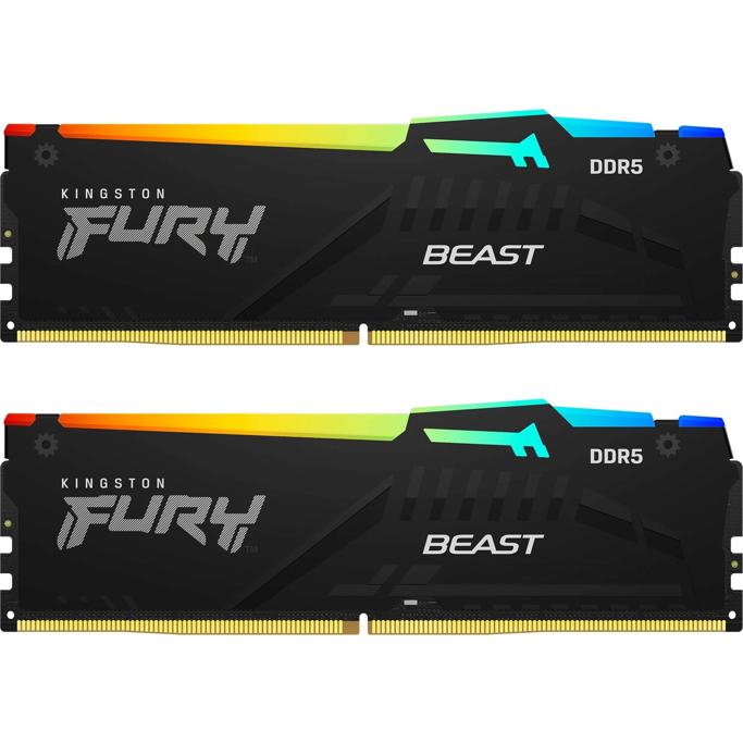 DDR5 64GB (2x32) Kingston, 6000MHz, CL36, Fury Beast Black RGB, Intel XMP/AMD Expo, KF560C36BBEAK2-64 - Slika 1