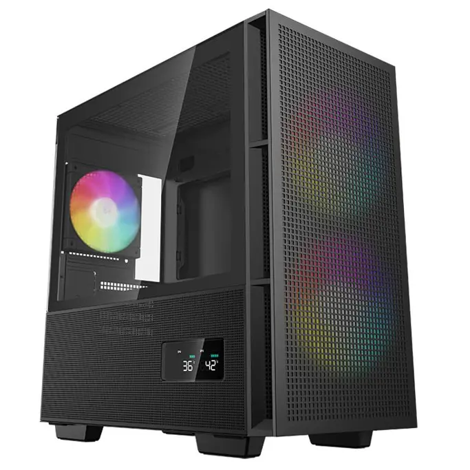 DeepCool Mini Tower CH360 Digital, Micro-ATX, ARGB, LCD, Tempered glass, Black, R-CH360-BKAPE3D-G-1 - Slika 7