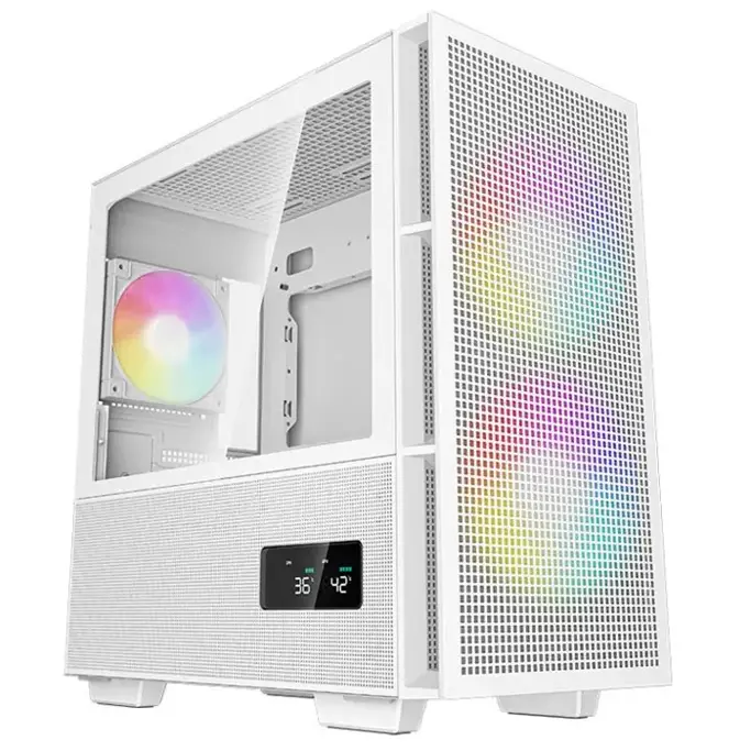DeepCool Mini Tower CH360 Digital WH, Micro-ATX, ARGB, LCD, Tempered glass, White, R-CH360-WHAPE3D-G-1 - Slika 1