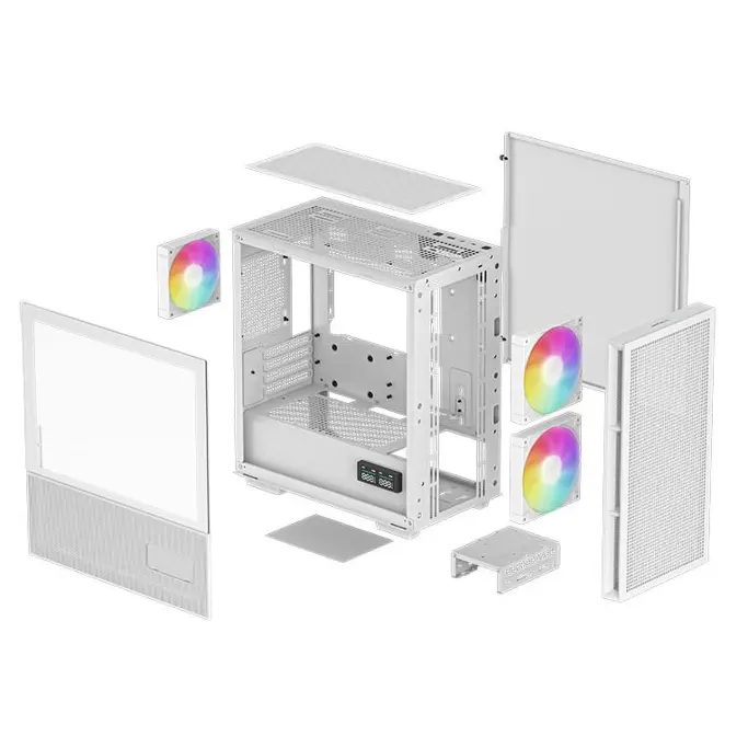 DeepCool Mini Tower CH360 Digital WH, Micro-ATX, ARGB, LCD, Tempered glass, White, R-CH360-WHAPE3D-G-1 - Slika 11