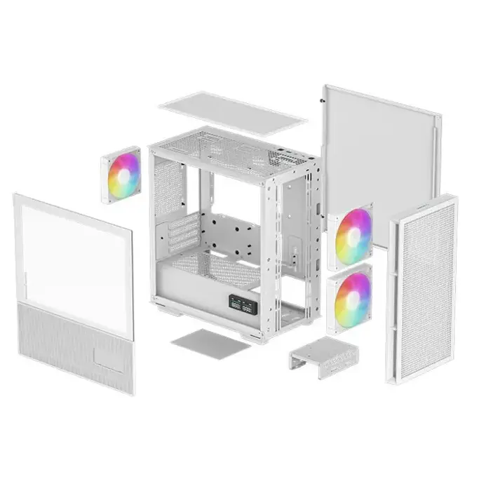 DeepCool Mini Tower CH360 Digital WH, Micro-ATX, ARGB, LCD, Tempered glass, White, R-CH360-WHAPE3D-G-1 - Slika 6