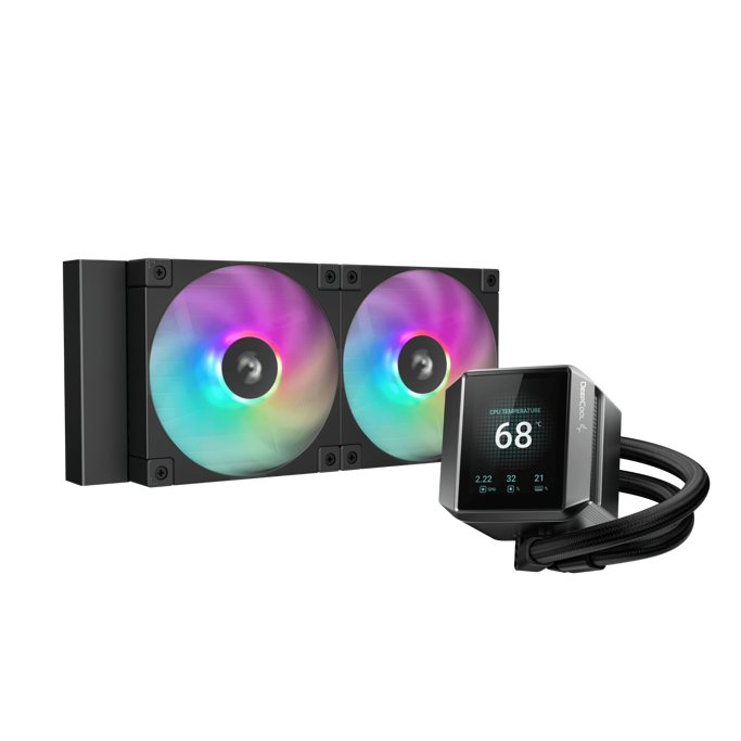DeepCool vodeno hlađenje MYSTIQUE 240, LCD, ARGB, TDP 280W, Black, 240mm, LCD, R-LX550-BKADSNC-G-1 - Slika 1