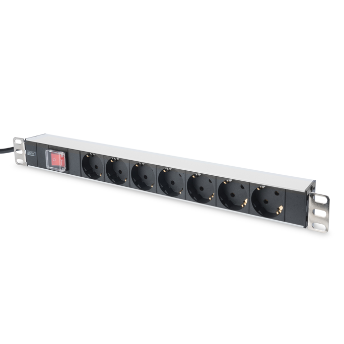 Digitus strujna priključnica 19", 1U Aluminum PDU, rackmountable, 8x CEE 7/5 rated power: 16A, 4000W, 250VAC 50/60Hz, DN-95402-1-FR - Slika 1