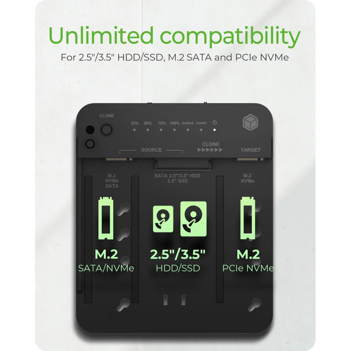 Docking and cloning station Icy Box, 2x M.2 NVMe SSD, 1x 2.5"/3.5" SATA SSD/HDD, USB 3.2 Gen2, USB Type-C, IB-2913MCL-C31 - Slika 5