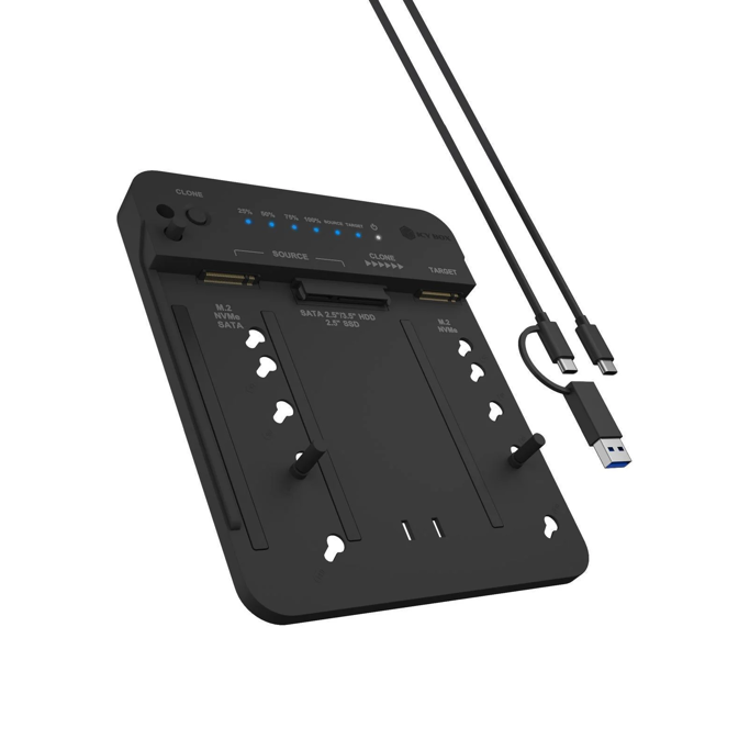 Docking and cloning station Icy Box, 2x M.2 NVMe SSD, 1x 2.5"/3.5" SATA SSD/HDD, USB 3.2 Gen2, USB Type-C, IB-2913MCL-C31 - Slika 1