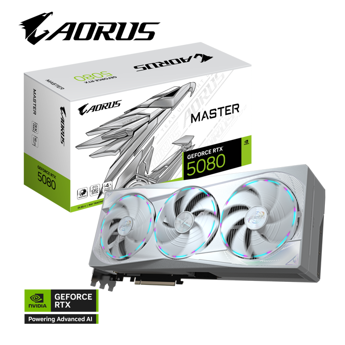 Gigabyte RTX5080 Aorus Master Ice, 16GB GDDR7, NVIDIA GeForce, GV-N5080AORUSM ICE-16GD - Slika 1