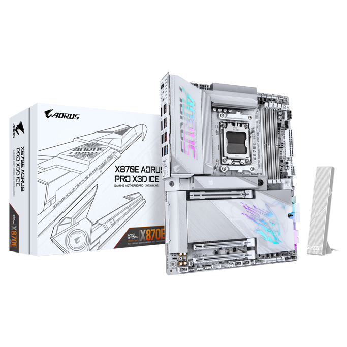 Gigabyte X870E Aorus Pro X3D ICE, WIFI, AMD X870E, AM5, DDR5, ATX, White - Slika 1