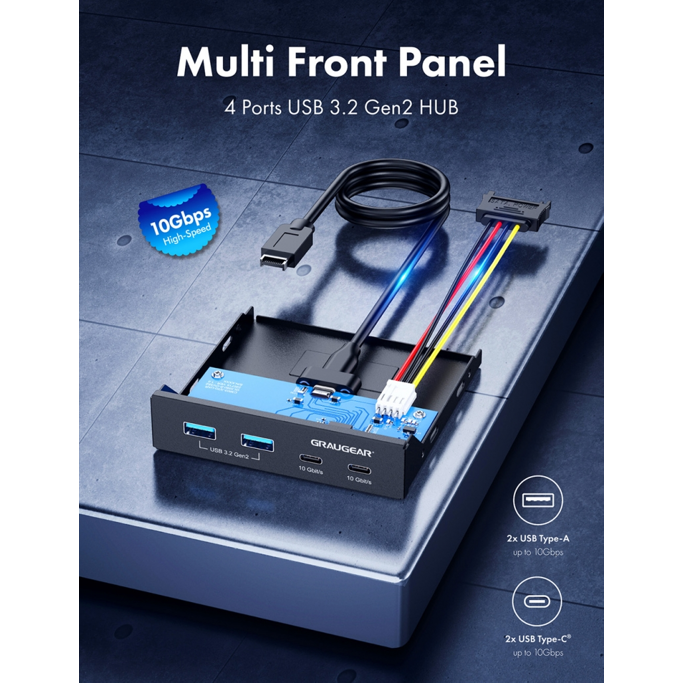 Graugear Multi front panel 3.5", USB 3.2 Gen2, Type C, G-MP02 - Slika 3