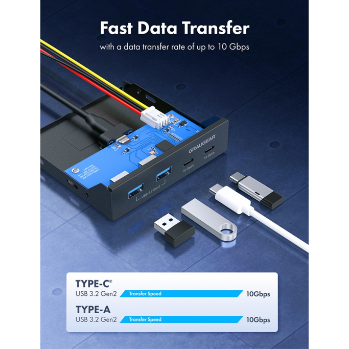 Graugear Multi front panel 3.5", USB 3.2 Gen2, Type C, G-MP02 - Slika 4