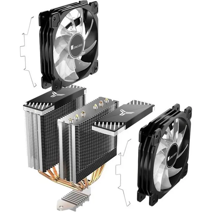 Jonsbo cooler CR-2000 GT, A-RGB, Black, Intel/AMD, 2x120mm, TDP 165W - Slika 5