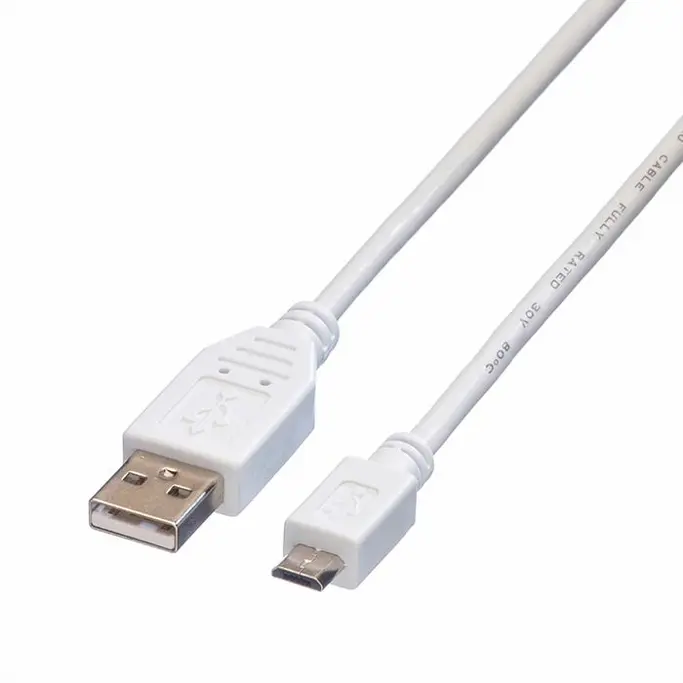 Kabel USB 2.0, 1.8m, USB-A/Micro USB-B M/M, Roline, Bijeli, 11.99.8752 - Slika 1