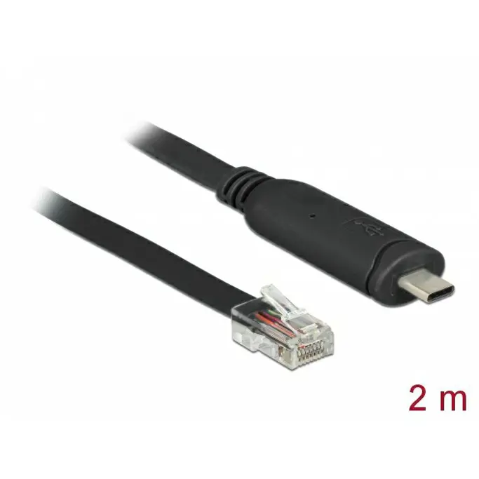 Kabel USB 2.0, 2m, USB-C/RS232 RJ45 M/M, Delock, Crni, 63912 - Slika 1